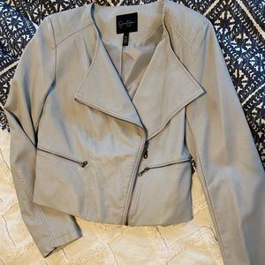 Jessica Simpson gray faux leather jacket